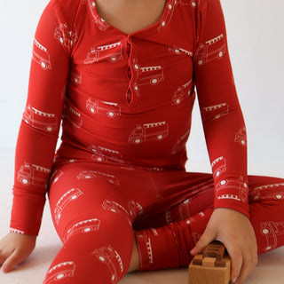 Bamboo Two Piece Pajamas - Fire Truck Two Piece Pajama forever french baby Size: 2/3 Years