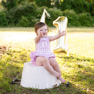 Pastel Pink First Birthday Bubble Girl Bubble Seven Lantern Lane Size: 12M