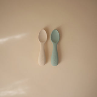 Silicone Toddler Starter Spoons 2-Packsilicone tablewareMushieColor: Tradewinds/Shifting Sand