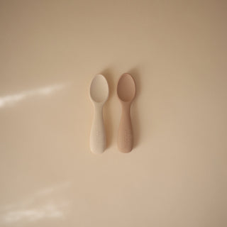Silicone Toddler Starter Spoons 2-Packsilicone tablewareMushieColor: Tradewinds/Shifting Sand