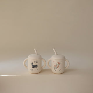Silicone Training Cup + StrawSippy CupsMushieColor: Dinosaurs