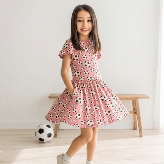 Bamboo Flutter Sleeve Twirl Dress with Pockets - Desert Rose Soccer KicKee Pants Size: 2T