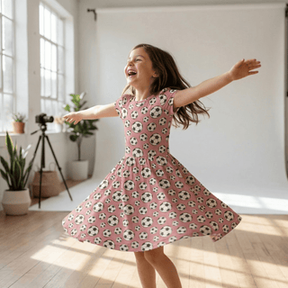 Bamboo Flutter Sleeve Twirl Dress with Pockets - Desert Rose Soccer KicKee Pants Size: 2T
