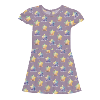 Bamboo Flutter Sleeve Twirl Dress with Pockets - Rainbow Stars