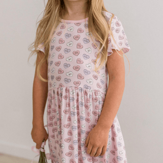 Bamboo Flutter Sleeve Twirl Dress with Pockets - Candy Hearts KicKee Pants Size: 2T