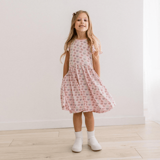 Bamboo Flutter Sleeve Twirl Dress with Pockets - Candy Hearts KicKee Pants Size: 2T