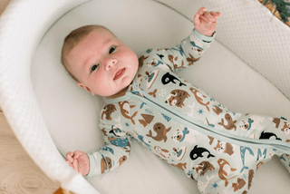 Bamboo Footie with 2-Way Zipper - Aloe Arctic Animals KicKee Pants Size: 0-3 Months