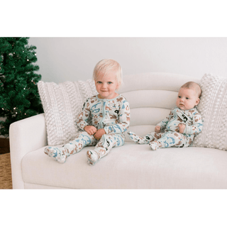 Bamboo Footie with 2-Way Zipper - Aloe Arctic Animals KicKee Pants Size: 0-3 Months