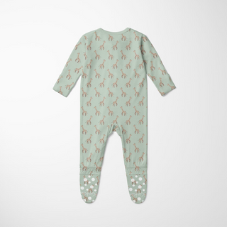 Bamboo Footie with 2-Way Zipper - Aloe Giraffe