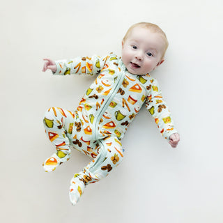 Bamboo Footie with 2-Way Zipper - Aloe Pumpkin SpiceKicKee PantsSize: Newborn