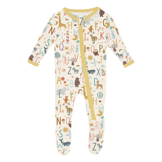 Bamboo Footie with 2-Way Zipper - Animal Alphabet KicKee Pants Size: Newborn