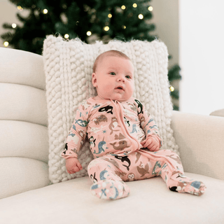 Bamboo Footie with 2-Way Zipper - Baby Rose Arctic Animals KicKee Pants Size: 0-3 Months