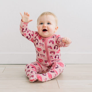 Bamboo Footie with 2-Way Zipper - Baby Rose Gamer KicKee Pants Size: Newborn