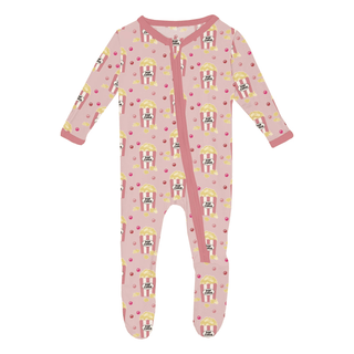 Bamboo Footie with 2-Way Zipper - Baby Rose Movie Night KicKee Pants Size: Newborn