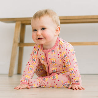 Bamboo Footie with 2-Way Zipper - Baby Rose Movie Night KicKee Pants Size: Newborn