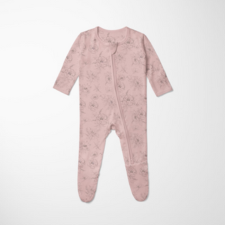 Bamboo Footie with 2-Way Zipper - Baby Rose Pencil Floral