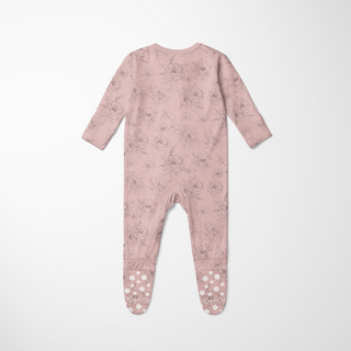 Bamboo Footie with 2-Way Zipper - Baby Rose Pencil Floral