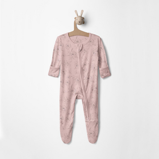 Bamboo Footie with 2-Way Zipper - Baby Rose Pencil Floral