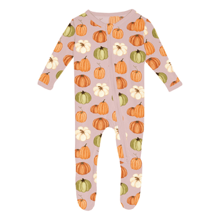Bamboo Footie with 2-Way Zipper - Baby Rose Pumpkin PatchKicKee PantsSize: Newborn