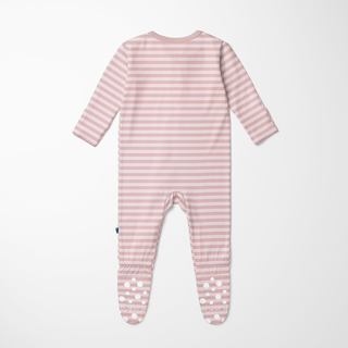 Bamboo Footie with 2-Way Zipper - Blossom Breeze Stripe