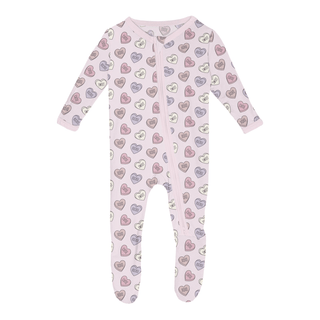 Bamboo Footie with 2-Way Zipper - Candy Hearts KicKee Pants Size: 0-3 Months