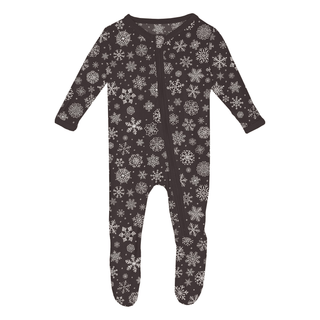 Bamboo Footie with 2-Way Zipper - Chalkboard Snowflakes KicKee Pants Size: 0-3 Months