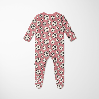 Bamboo Footie with 2-Way Zipper - Desert Rose Soccer KicKee Pants Size: Newborn