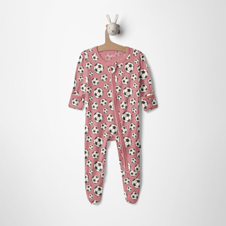 Bamboo Footie with 2-Way Zipper - Desert Rose Soccer KicKee Pants Size: Newborn