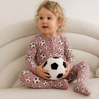 Bamboo Footie with 2-Way Zipper - Desert Rose Soccer KicKee Pants Size: Newborn