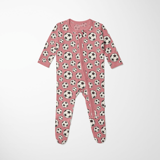 Bamboo Footie with 2-Way Zipper - Desert Rose Soccer KicKee Pants Size: Newborn