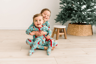 Bamboo Footie with 2-Way Zipper - Glacier Christmas Dogs