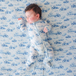 Bamboo Footie with 2-Way Zipper - Hudson (Tractor) Posh Peanut Size: Newborn