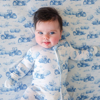 Bamboo Footie with 2-Way Zipper - Hudson (Tractor) Posh Peanut Size: Newborn
