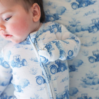 Bamboo Footie with 2-Way Zipper - Hudson (Tractor) Posh Peanut Size: Newborn