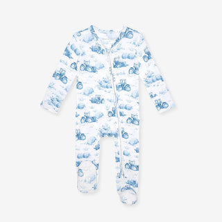 Bamboo Footie with 2-Way Zipper - Hudson (Tractor) Posh Peanut Size: Newborn