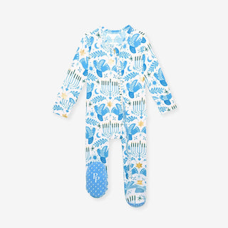 Bamboo Footie with 2-Way Zipper - Lior (Hanukkah) Posh Peanut Size: Newborn