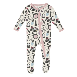 Bamboo Footie with 2-Way Zipper - Mama's Makeup KicKee Pants Size: 0-3 Months