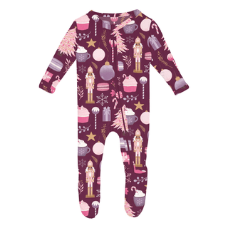 Bamboo Footie with 2-Way Zipper - Melody Sugar Plum KicKee Pants Size: 0-3 Months