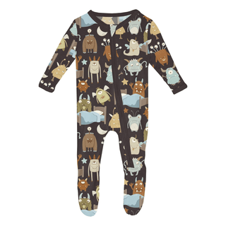 Bamboo Footie with 2-Way Zipper - Midnight Monsters Under the Bed KicKee Pants Size: Newborn