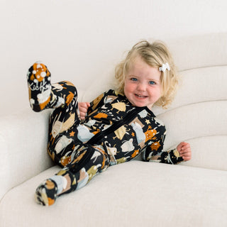 Bamboo Footie with 2-Way Zipper - Midnight Monsters Under the Bed KicKee Pants Size: Newborn