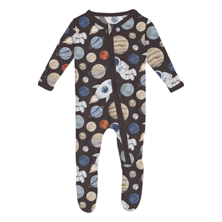 Bamboo Footie with 2-Way Zipper - Midnight Space Dream KicKee Pants Size: Newborn