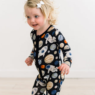 Bamboo Footie with 2-Way Zipper - Midnight Space Dream KicKee Pants Size: Newborn