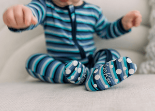 Bamboo Footie with 2-Way Zipper - Moonlight Bay Stripe