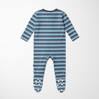Bamboo Footie with 2-Way Zipper - Moonlight Bay Stripe