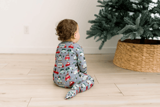Bamboo Footie with 2-Way Zipper - Moonlight Christmas Cars and Trucks