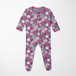 Bamboo Footie with 2-Way Zipper - Moonlight Picture Day Floral