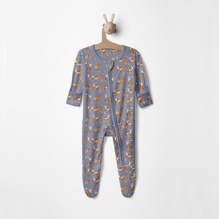 Bamboo Footie with 2-Way Zipper - Moonlight Tiger