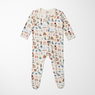 Bamboo Footie with 2-Way Zipper - Natural Christmas Story