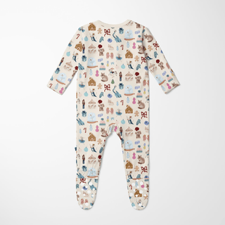 Bamboo Footie with 2-Way Zipper - Natural Christmas Story