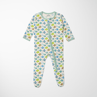 Bamboo Footie with 2-Way Zipper - Natural Fishies Footie Pajamas KicKee Pants Size: 0-3 Months